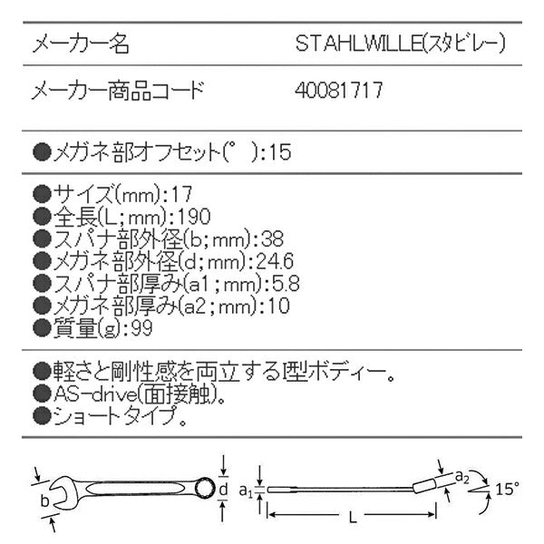 STAHLWILLE 13-17 片目片口スパナ (40081717) スタビレー