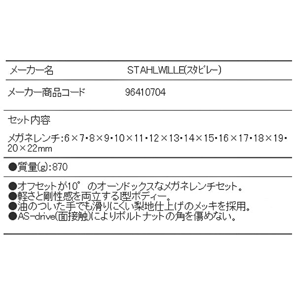 STAHLWILLE 23/8 めがねレンチセット (96410704) スタビレー