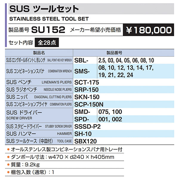 TONE SUSツールセット 全28点 SU152 トネ