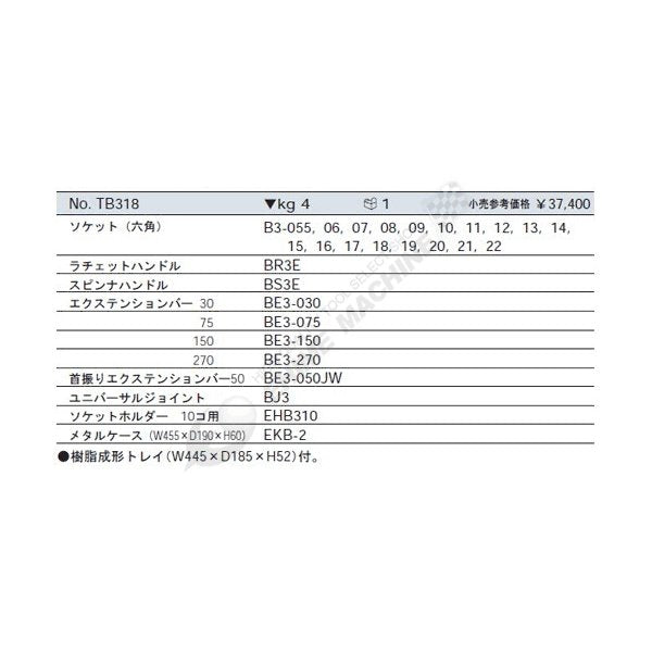 KTC ソケットレンチセット 26点セット tb318【エヒメマシン】