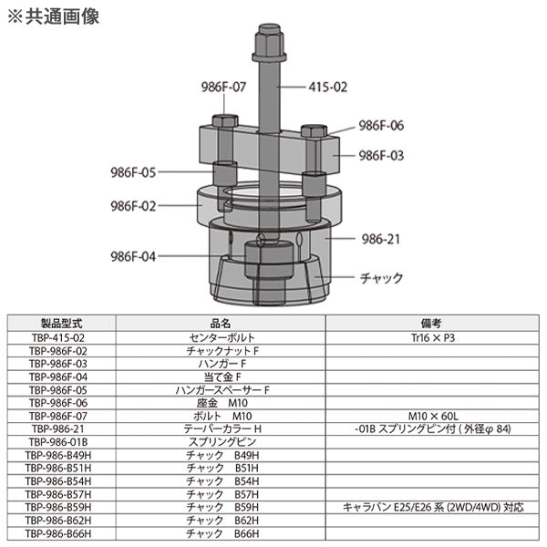 [部品・代引き不可] HASCO ハスコー ベアリングインナーレースプーラー用 TBP-986F用 オプション チャック B63H ハイエース200系用