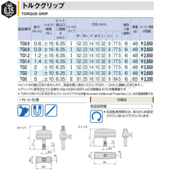 TONE トルクグリップ0.6Nm TG0.6