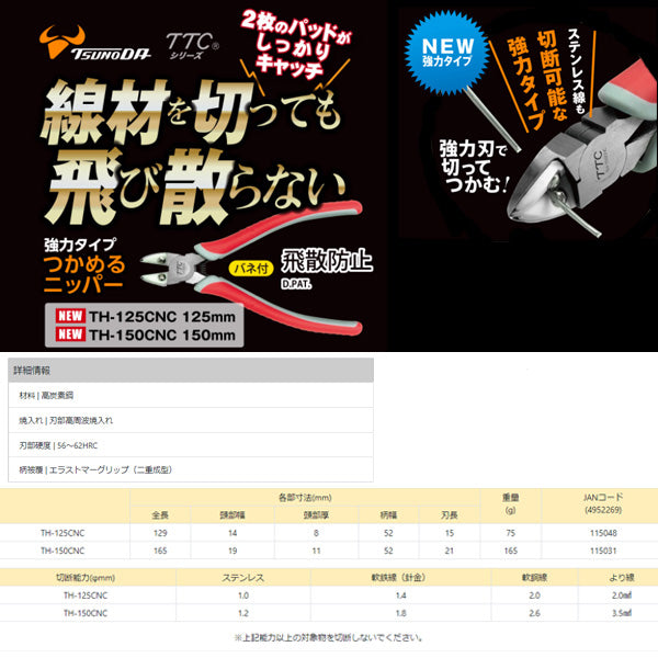 TTC つかめるニッパー TH-150CNC 強力タイプ 150mm