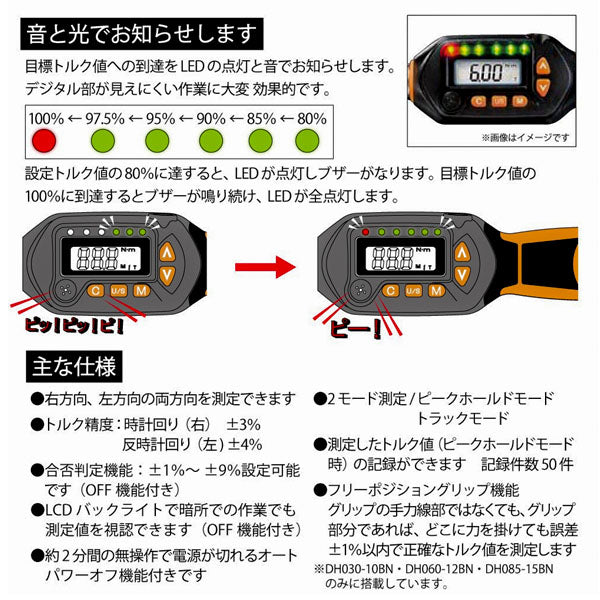 TOP モンキ形デジタルトルクレンチ 調整範囲 68?340N・ｍ DH340-22BN