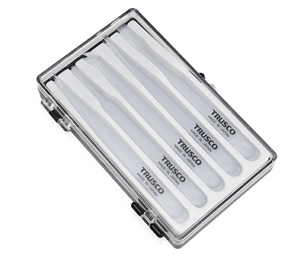 TRUSCO TPP-25-SET-TM 透明プラスチック製ピンセット 5本組セット トラスコ