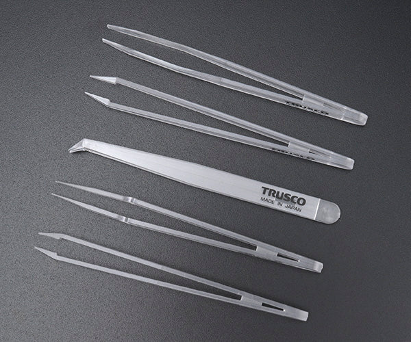 TRUSCO TPP-25-SET-TM 透明プラスチック製ピンセット 5本組セット トラスコ