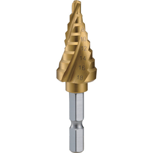 TRUSCO 六角軸ステップドリル 3枚刃チタンコーティング 4~18mm 3SNMS18G トラスコ