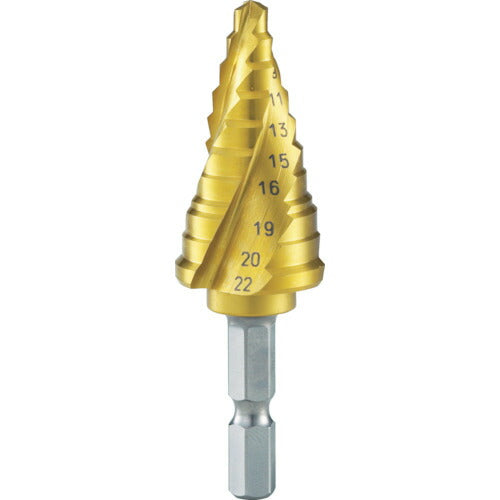 TRUSCO 六角軸ステップドリル 3枚刃チタンコーティング 5~22mm 3SNMS22G トラスコ