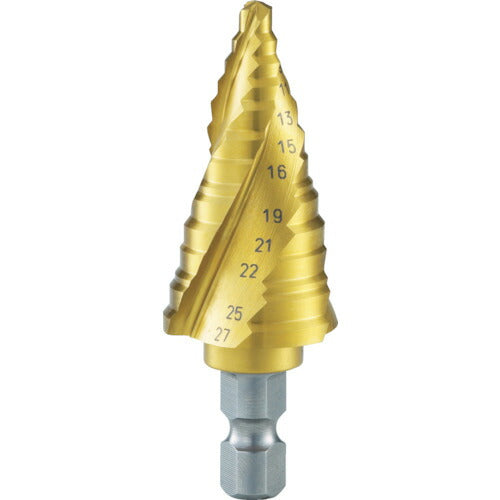 TRUSCO ステップドリル 3枚刃チタンコーティング 5~27mm 段数12 3SNMS27G トラスコ