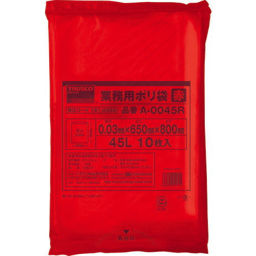 TRUSCO 業務用ポリ袋 厚ミ0.03X45L 赤 10枚入 A0045R トラスコ