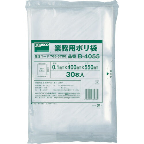 TRUSCO 厚手ポリ袋 縦550X横400Xt0.1 透明 (30枚入) B4055 トラスコ