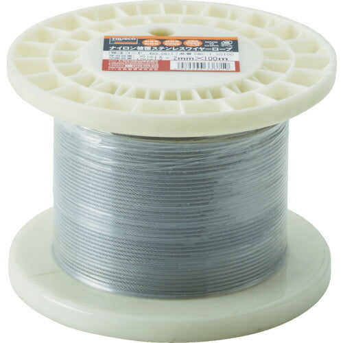 TRUSCO ステンレスワイヤロープ ナイロン被覆 Φ1.5(2.0)mmX10 CWC15S100 トラスコ
