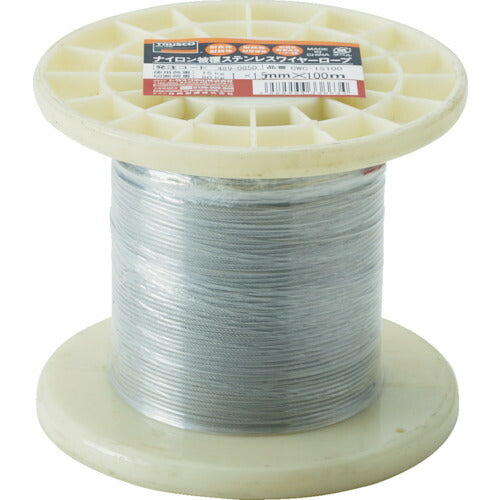 TRUSCO ステンレスワイヤロープ ナイロン被覆 Φ1.0(1.5)mmX10 CWC1S100 トラスコ