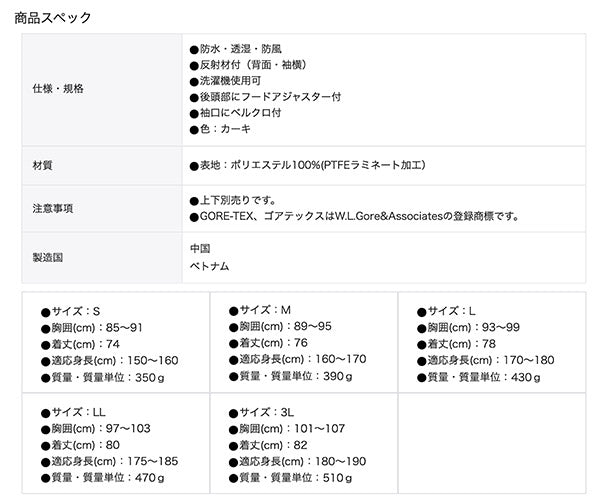 TRUSCO ゴアテックスワークレインウェア カーキ L GXPWLOD トラスコ