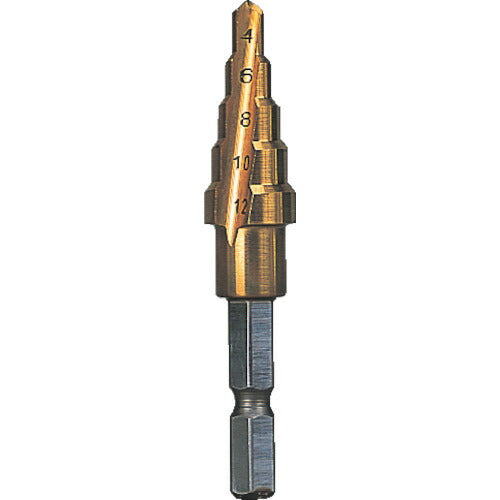 TRUSCO 六角軸ステップドリル 2枚刃チタンコーティング 4~12mm NMS12G トラスコ