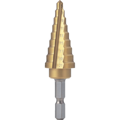 TRUSCO 六角軸電気設備用ステップドリル 2枚刃チタンコーティング 21mm NMS21EGH トラスコ