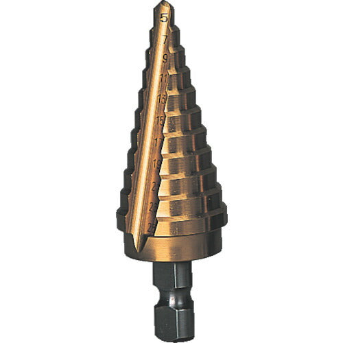 TRUSCO ステップドリル 2枚刃チタンコーティング 5~25mm 段数11 NMS25G トラスコ