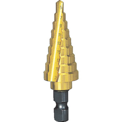 TRUSCO ステップドリル 2枚刃チタンコーティング 6~27mm 段数12 NMS27G トラスコ