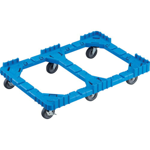 TRUSCO OCドーリー 75Lオリコン用 エラストマー車輪 6輪自在ストッパー付 片側ガード無シ ブルー OCD75BSB トラスコ