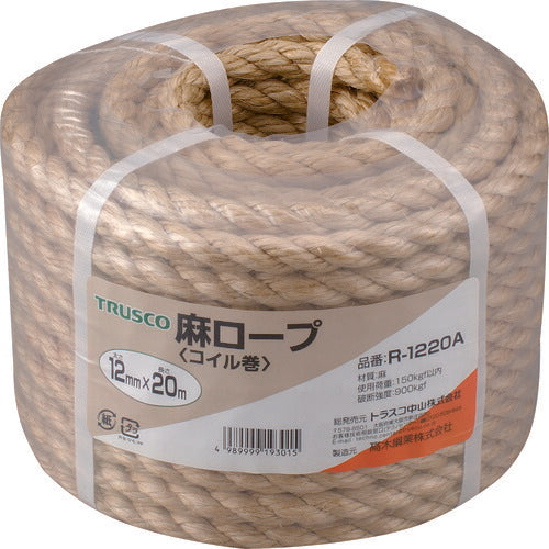 TRUSCO 麻ロープ 3ツ打 線径12mmX長サ20m R1220A トラスコ