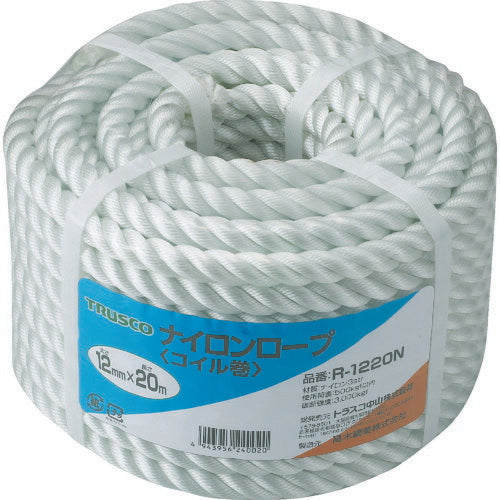TRUSCO ナイロンロープ 3ツ打 線径12mmX長サ20m R1220N トラスコ