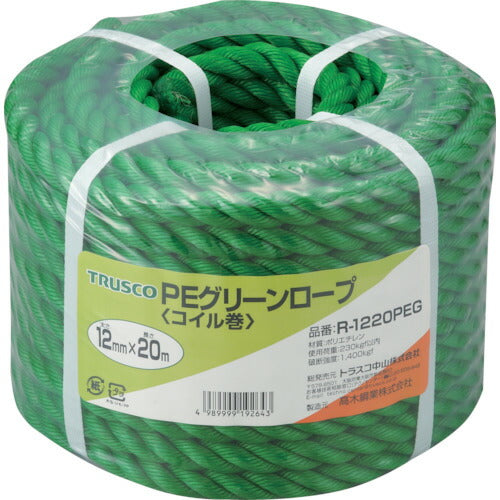 TRUSCO PEグリーンロープ 3ツ打 線径12mmX長サ20m R1220PEG トラスコ