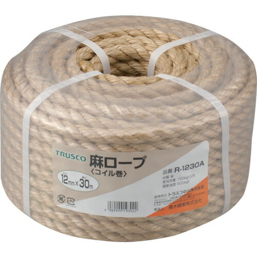 TRUSCO 麻ロープ 3ツ打 線径12mmX長サ30m R1230A トラスコ