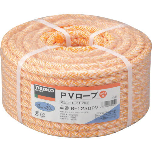 TRUSCO PVロープ 3ツ打 線径12mmX長サ30m R1230PV トラスコ
