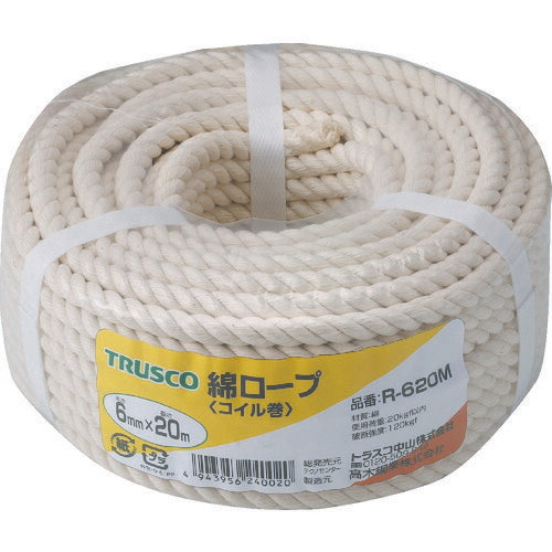 TRUSCO 綿ロープ 3ツ打 線径6mmX長サ20m R620M トラスコ