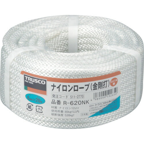 TRUSCO ナイロンロープ 金剛打 線径6mmX長サ20m R620NK トラスコ