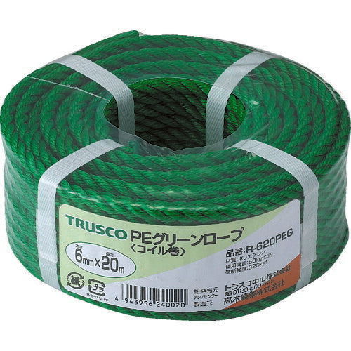 TRUSCO PEグリーンロープ 3ツ打 線径6mmX長サ20m R620PEG トラスコ