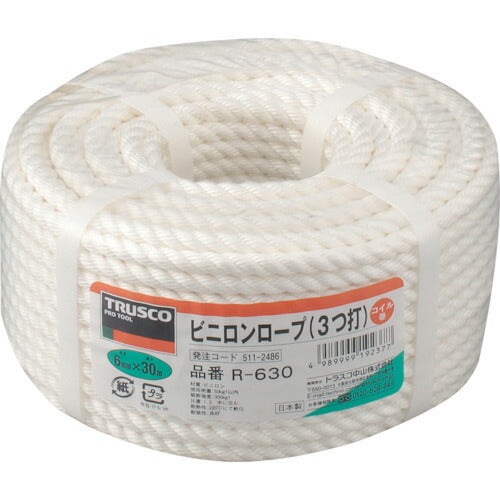 TRUSCO ビニロンロープ 3ツ打 線径6mmX長サ30m R630 トラスコ