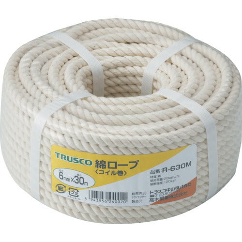 TRUSCO 綿ロープ 3ツ打 線径6mmX長サ30m R630M トラスコ
