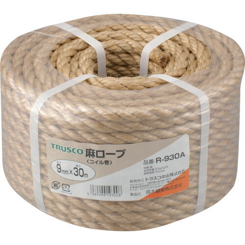TRUSCO 麻ロープ 3ツ打 線径9mmX長サ30m R930A トラスコ