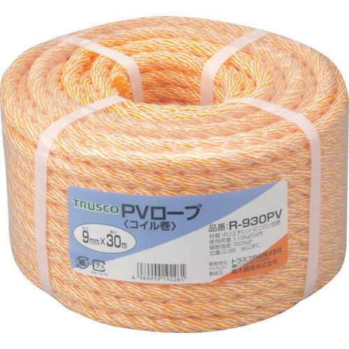 TRUSCO PVロープ 3ツ打 線径9mmX長サ30m R930PV トラスコ
