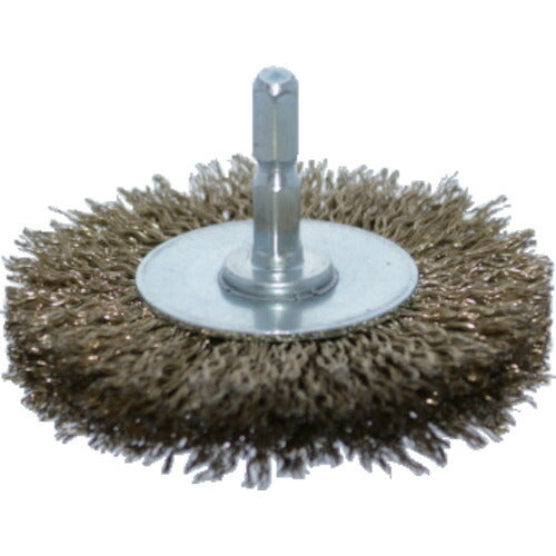 TRUSCO 軸付ホイールブラシ φ75X軸6.35 真鍮メッキ鋼線 線径0.2 TB624160 トラスコ