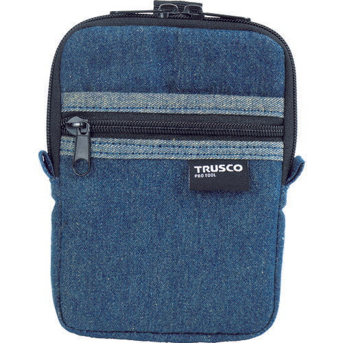 TRUSCO デニムコンパクトケース 2ポケット ブルー TDCK101 トラスコ