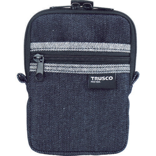 TRUSCO デニムコンパクトケース 2ポケット ブラック TDCK102 トラスコ