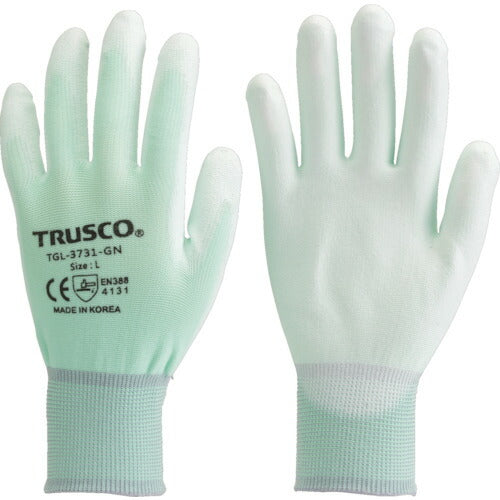 TRUSCO カラーナイロン手袋PU手ノヒラコート グリーン S TGL3731GNS トラスコ