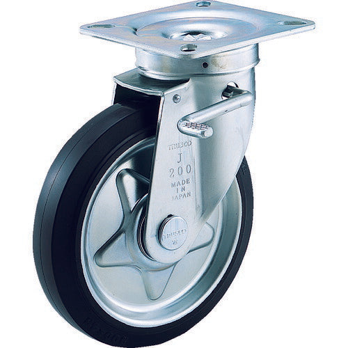 TRUSCO プレス製ゴムキャスター 自在ダブルストッパー付 Φ75 TJB75 トラスコ