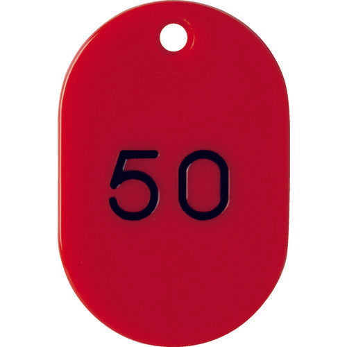 TRUSCO 番号入小判札 小 45X30 26~50 赤 TKFS2650R トラスコ
