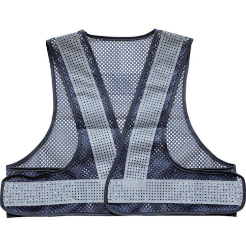 TRUSCO メッシュ安全ベスト ショート丈 紺*シルバー 着丈420mm TMVSBS トラスコ