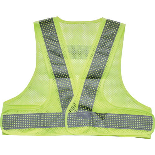 TRUSCO メッシュ安全ベスト ショート丈 イエロー*シルバー 着丈420mm TMVSYS トラスコ