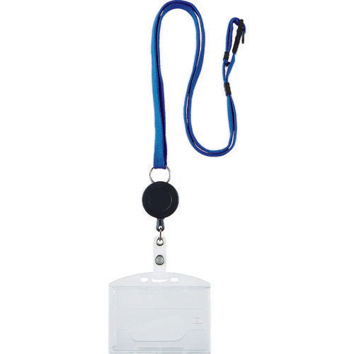 TRUSCO ストラップ付リールクリップ名札 ハード 2枚収納 青 TNHHB トラスコ