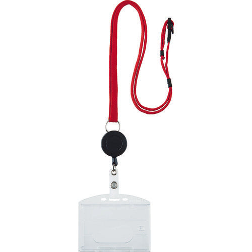 TRUSCO ストラップ付リールクリップ名札 ハード 2枚収納 赤 TNHHR トラスコ