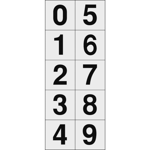 TRUSCO 数字ステッカー 50×50 「0~9」連番 透明地/黒文字 1枚入 TSN5010TM トラスコ
