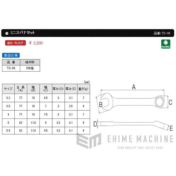 ENGINEER TS-06 コンビスパナセット小 エンジニア