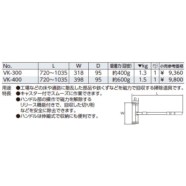 KTC マグネットクリーナー vk-400【エヒメマシン】