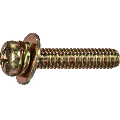 TRUSCO ナベ頭座金組込ねじ P=3 クロメート M3×6 20本入 (ばね座金+JISワッシャー付き) 少量パック Y831-0306